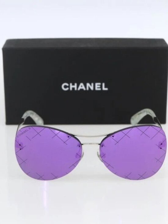 CHANEL Sunglasses metal Purple CC Auth SW1993V main image 3